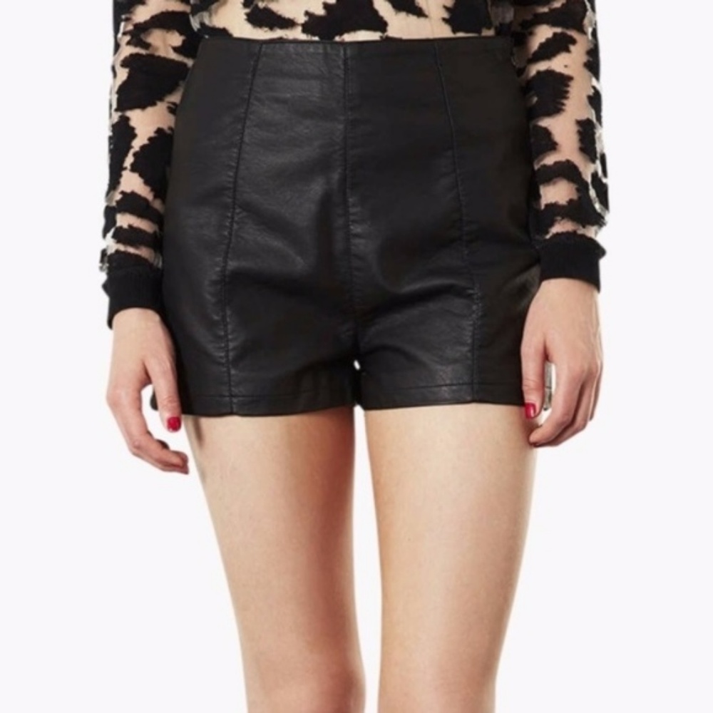 TOPSHOP Lola High Waist Faux Leather Shorts